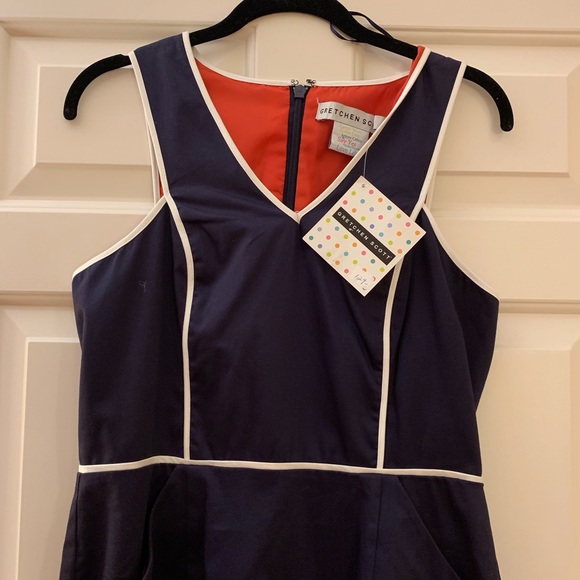 Gretchen Scott Designs Dresses & Skirts - Gretchen Scott piped Navy shift dress